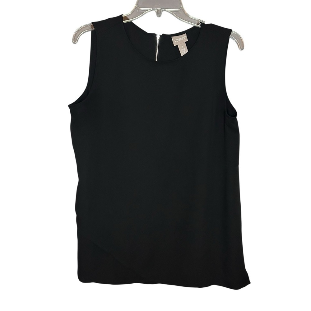 Chico’s Black Classic Shell Tank Top Zip Back Size 1 Medium